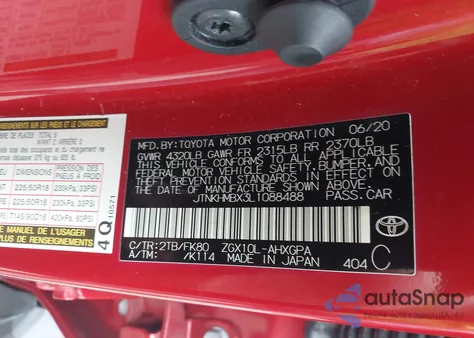 2020 Toyota C-Hr Xle from USA, damaged, VIN JTNKHMBX3L1088488